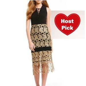 Belle Badgley Mischka Black & Gold Formal Dress